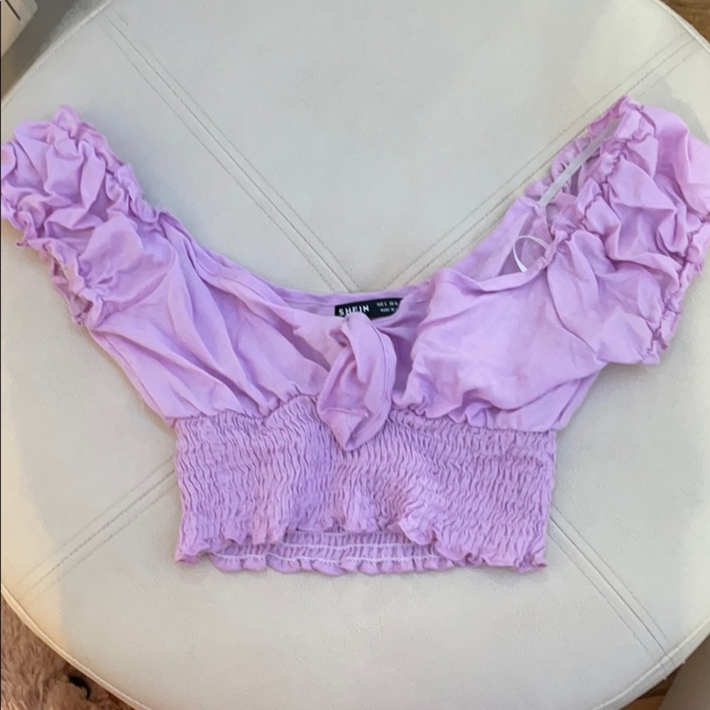 Purple scrunch crop top